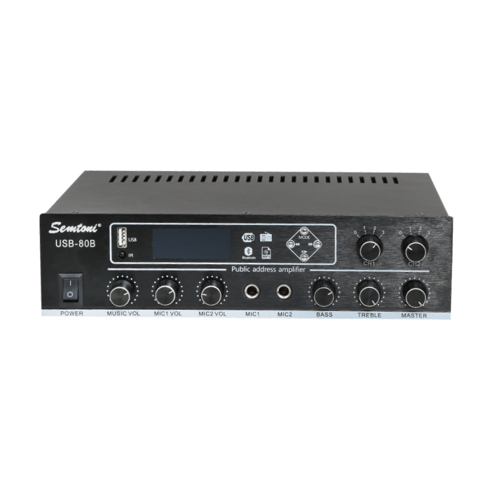 SEMTONI AMPLIFIER 80 W - USB -MP3/DISPLAY - BLUETOOTH - USB - MIC INPUT - ECHO CONTROL - EQUALIZER - RADIO
